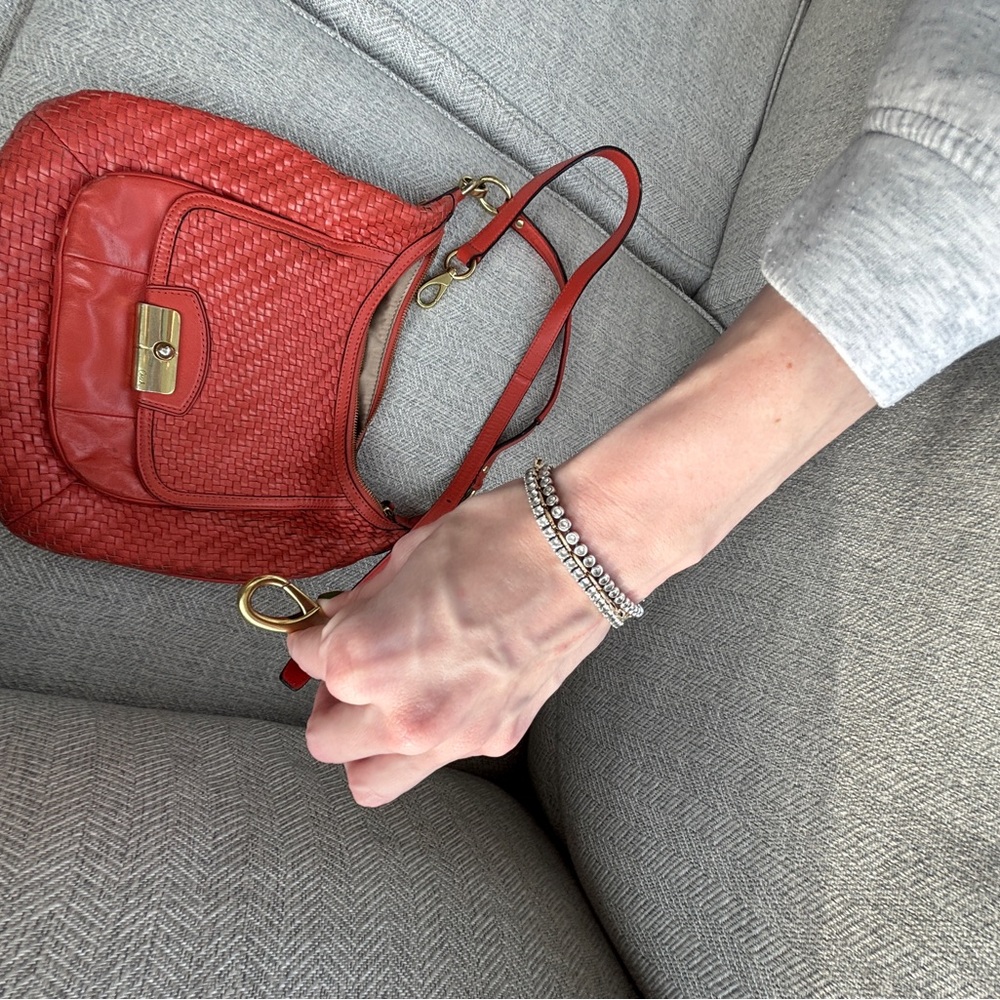 Coach Kristin orange vintage Woven Leather Shoulder Bag - Picture 9 of 9